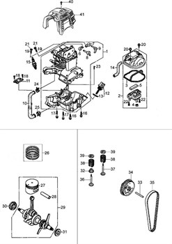 Шкив распредвала триммера Oleo-Mac BC 260 4S (рис. 34) H14320Z0H010 - фото 12205