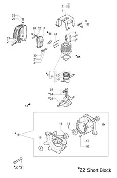 Цилиндр с поршнем триммера Oleo-Mac 753Т (рис. 5) 61112035D