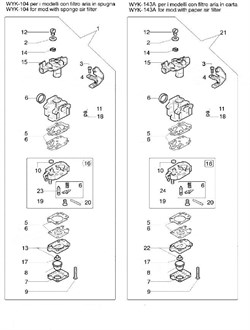 Карбюратор WYK-143A триммера Oleo-Mac 753Т (рис. 21) 2318968R