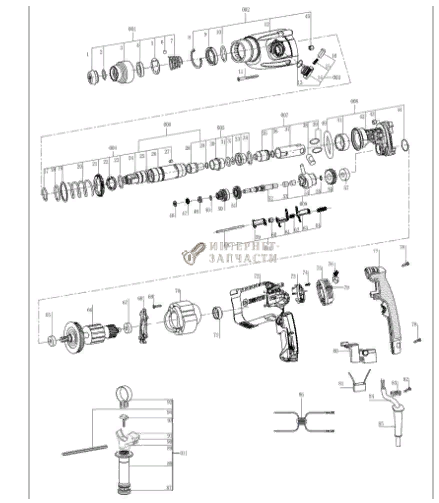 Щеточный узел Redverg RD-RH650 RD-RH650-73-75