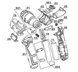 Передний корпус 1 (Einhell Red) аккумуляторной отвертки Einhell TC-SD 3,6 Li (4513442) (рис.2) 451344201002