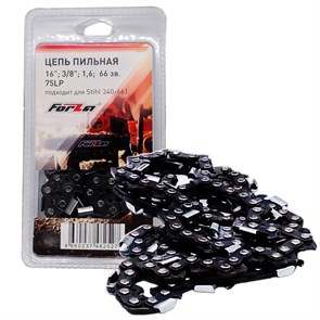 {{photo.Alt || photo.Description || 'Цепь пильная Forza для бензопил 360 - 661 и др., 18", 66 звеньев, шаг 3/8", толщина 1,6 мм, 75LP'}}